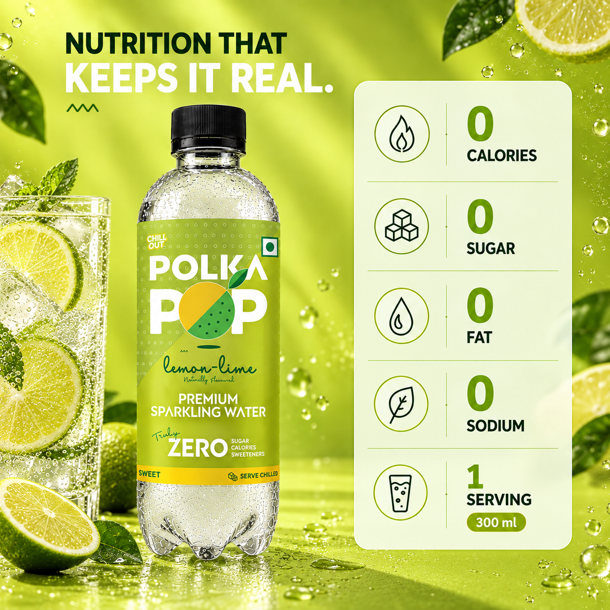 Lemon-Lime Sparkling Water | (300ml Each) | Packs of 12 & 24