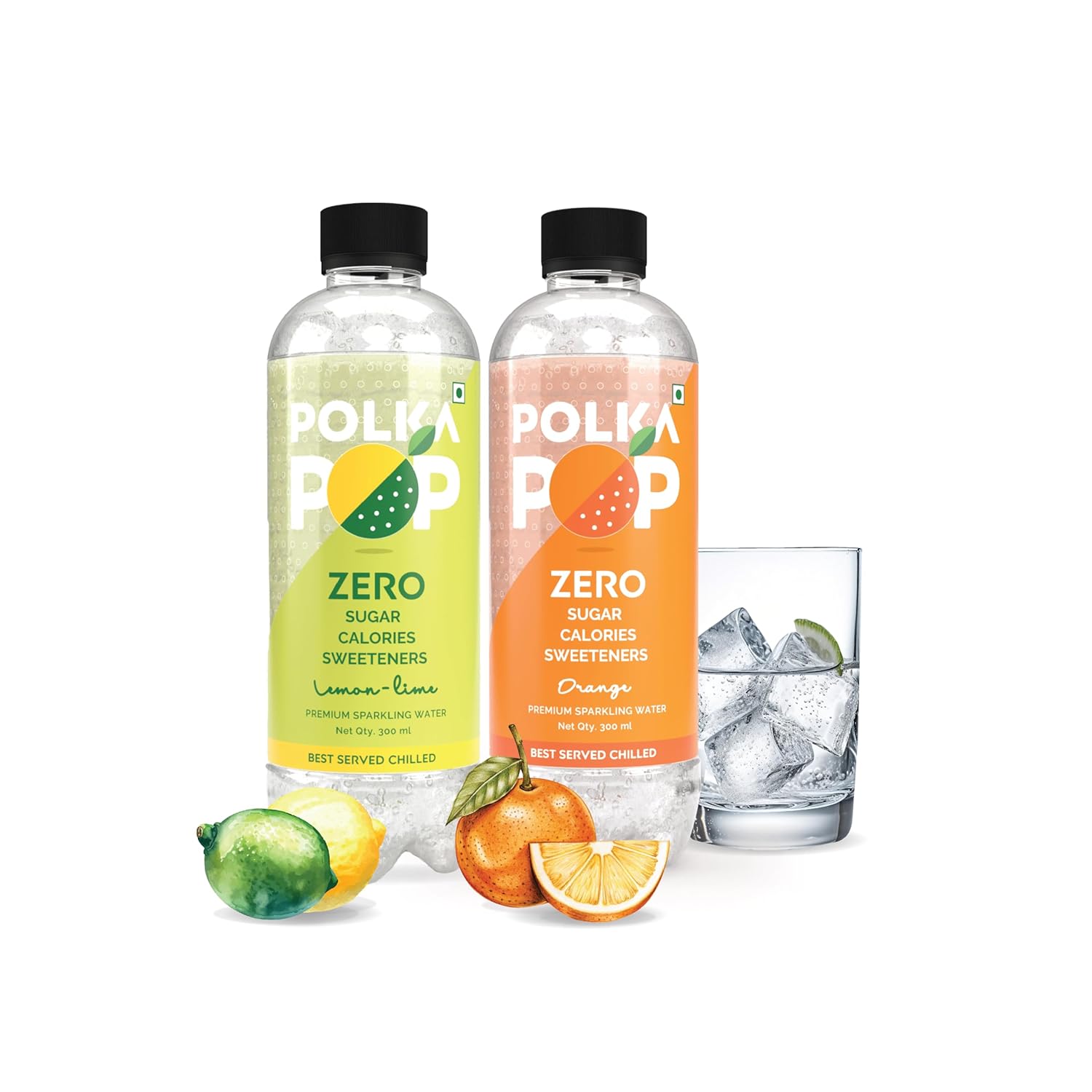 Lemon-Lime & Orange Sparkling Water | (300ml Each) | Packs of 12 & 24
