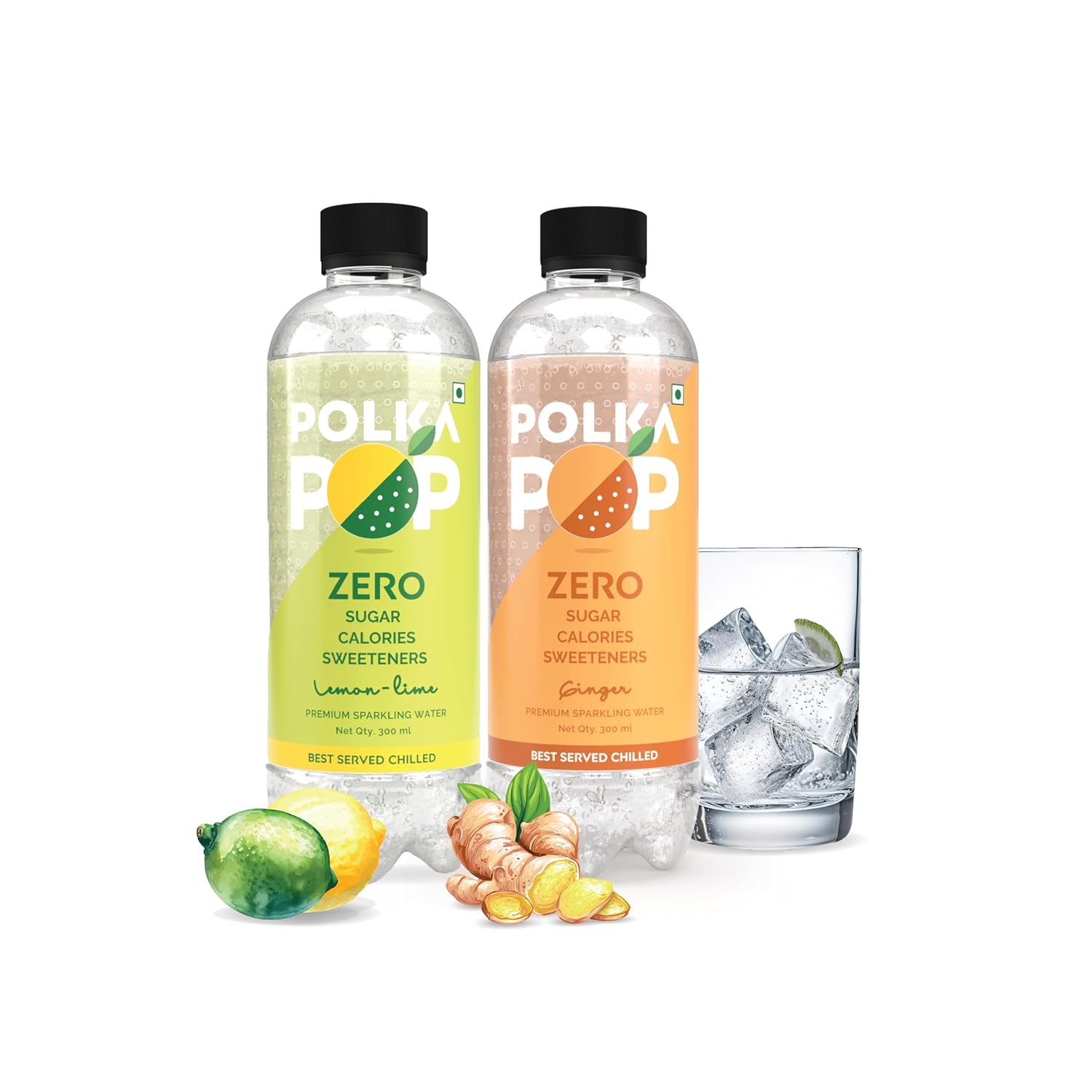 Lemon-Lime & Ginger Sparkling Water | (300ml Each) | Packs of 12 & 24