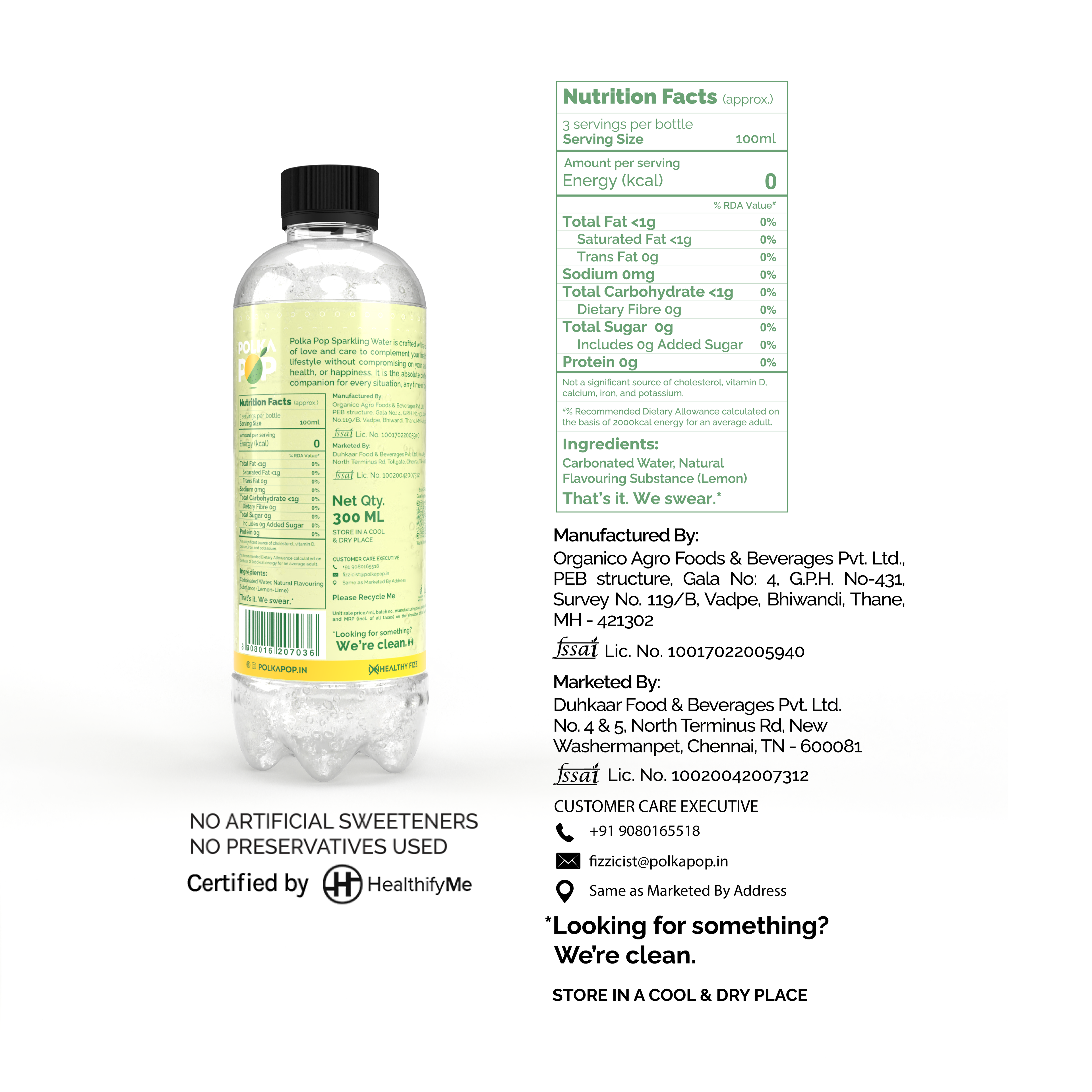 Lemon-Lime Sparkling Water | (300ml Each) | Packs of 12 & 24