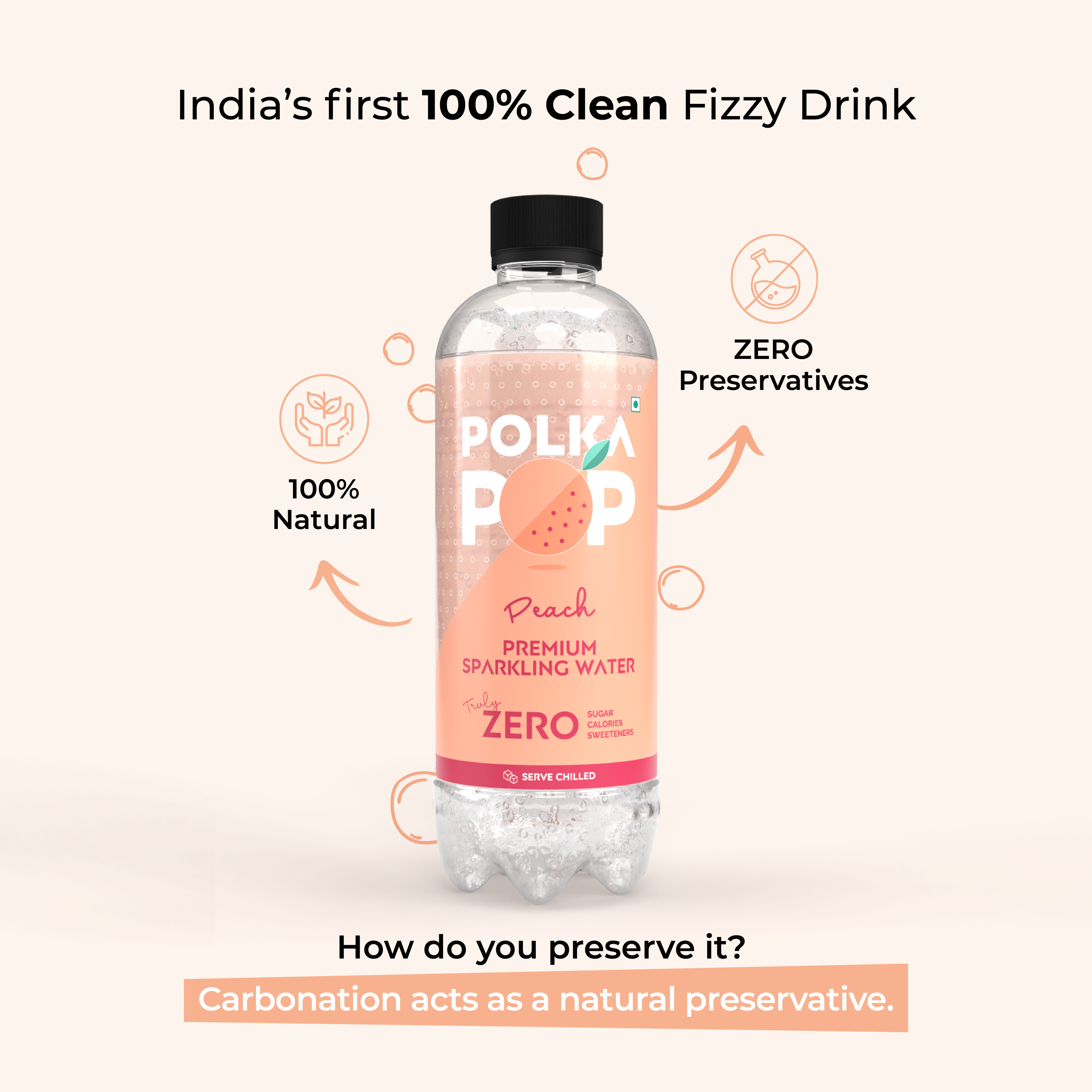 Peach Sparkling Water | (300ml Each) | Packs of 12 & 24