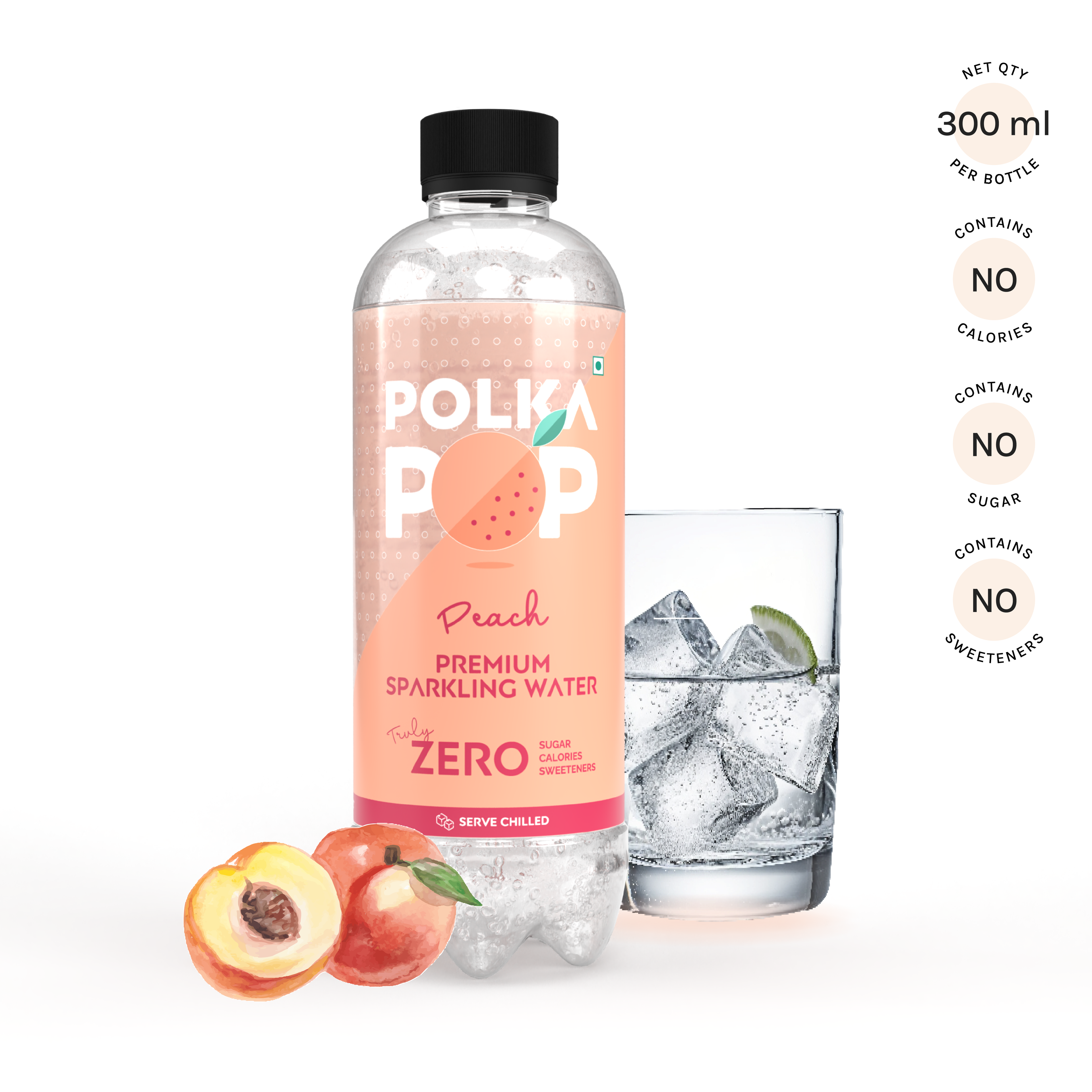 Peach Sparkling Water | (300ml Each) | Packs of 12 & 24